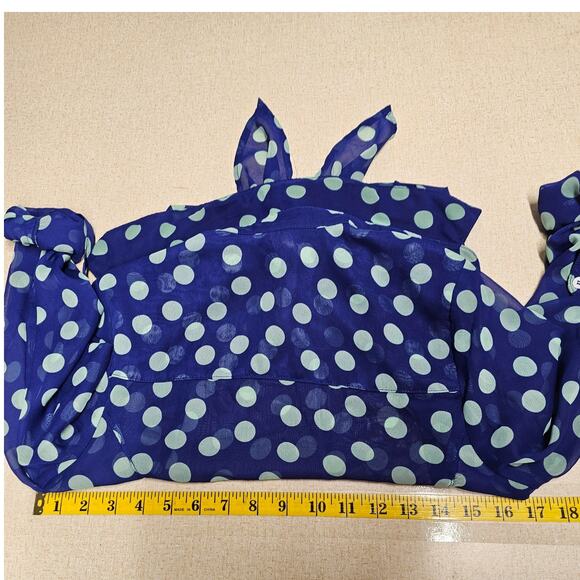 No Boundaries Polka Dot Cover Up Top Mint Green Combo Tie Front Juniors Size 3/5 - Picture 7 of 8